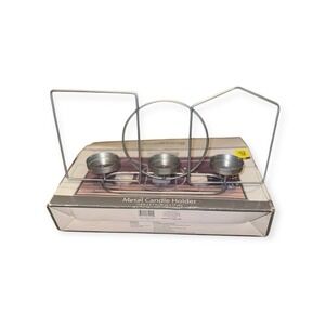 True Living Silver Metal Geometric 3 Votive Candle Holder 13.4 x 6.7 Modern